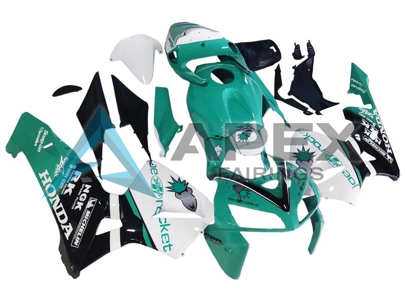 Light Green White Glossy Black JoeRocket - Honda CBR600RR (2005-2006) ABS Fairings | Apex Fairings — view 2