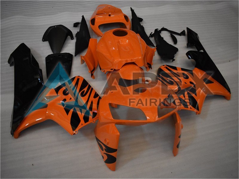 Orange Black Flame - Honda CBR600RR (2005-2006) ABS Fairings | Apex Fairings — view 2
