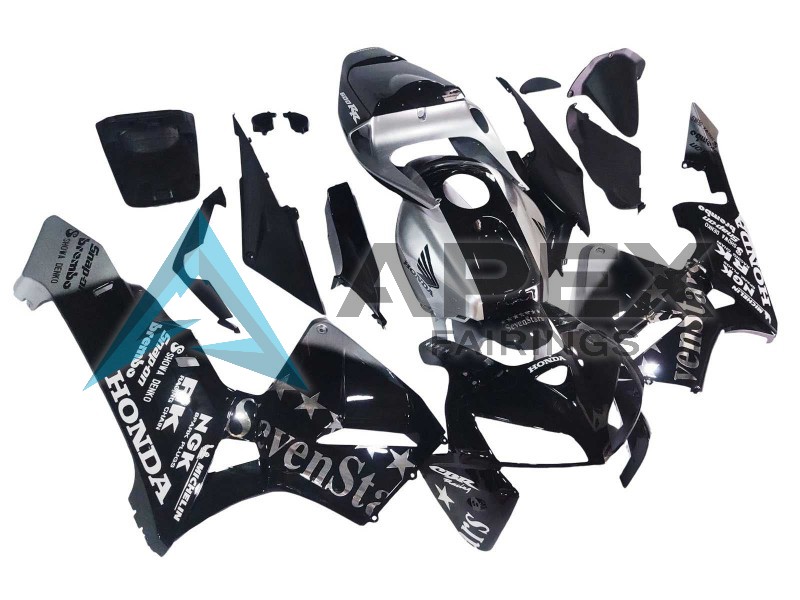 Black Silver SevenStars - Honda CBR600RR (2005-2006) ABS Fairings | Apex Fairings — view 2