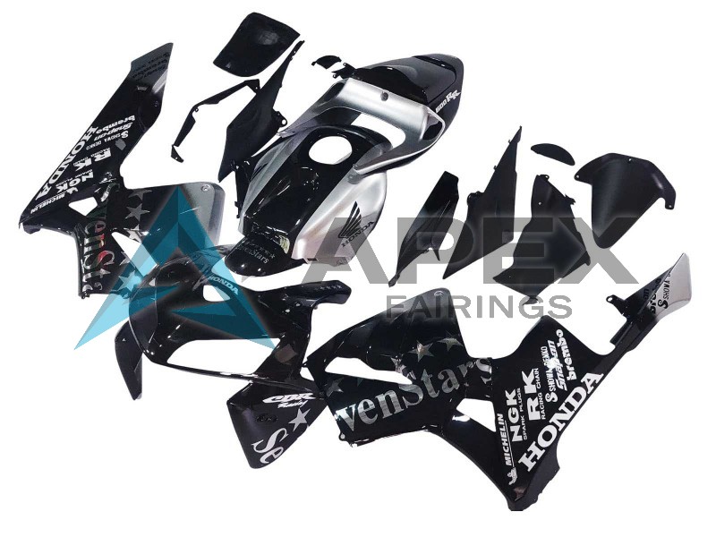 Black Silver SevenStars - Honda CBR600RR (2005-2006) ABS Fairings | Apex Fairings — view 3