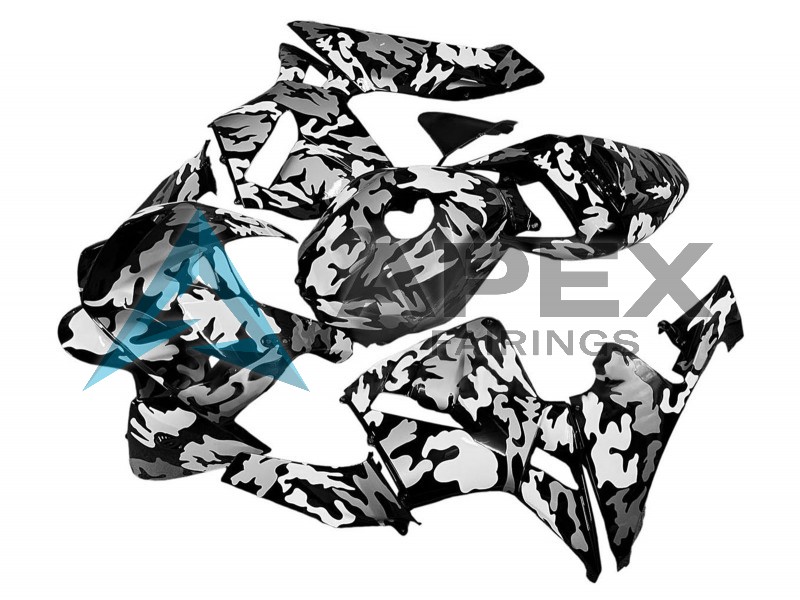 Black White Grey Camouflage - Honda CBR600RR (2005-2006) ABS Fairings | Apex Fairings — view 2