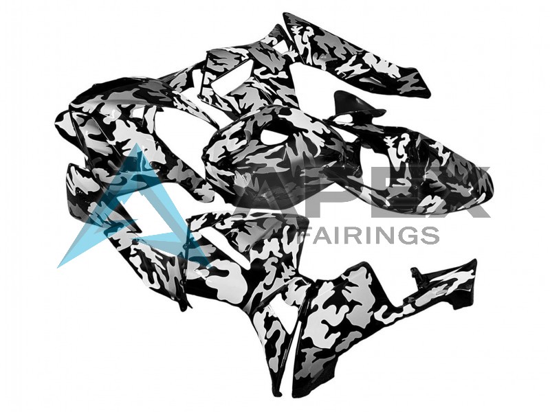 Black White Grey Camouflage - Honda CBR600RR (2005-2006) ABS Fairings | Apex Fairings — view 3