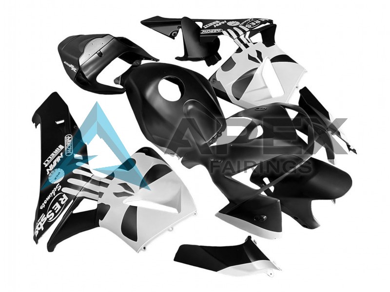 Black White - Honda CBR600RR (2005-2006) ABS Fairings | Apex Fairings — view 2