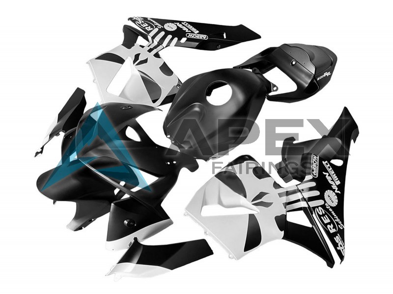Black White - Honda CBR600RR (2005-2006) ABS Fairings | Apex Fairings — view 3