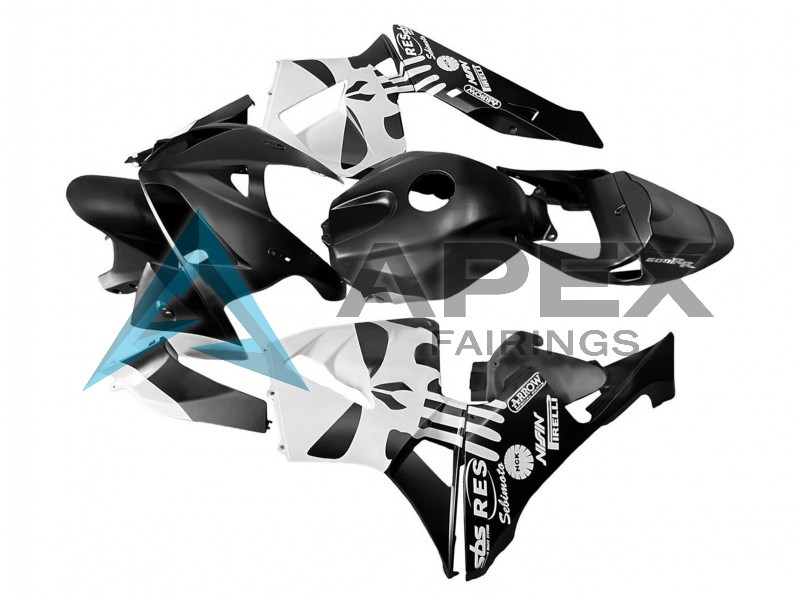 Black White - Honda CBR600RR (2005-2006) ABS Fairings | Apex Fairings — view 4