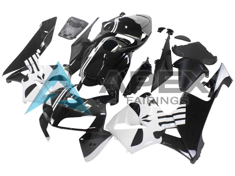 Black White - Honda CBR600RR (2005-2006) ABS Fairings | Apex Fairings — view 3