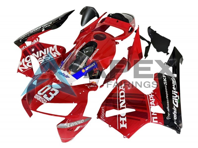 Red Black Valsir 03 - Honda CBR600RR (2005-2006) ABS Fairings | Apex Fairings — view 2