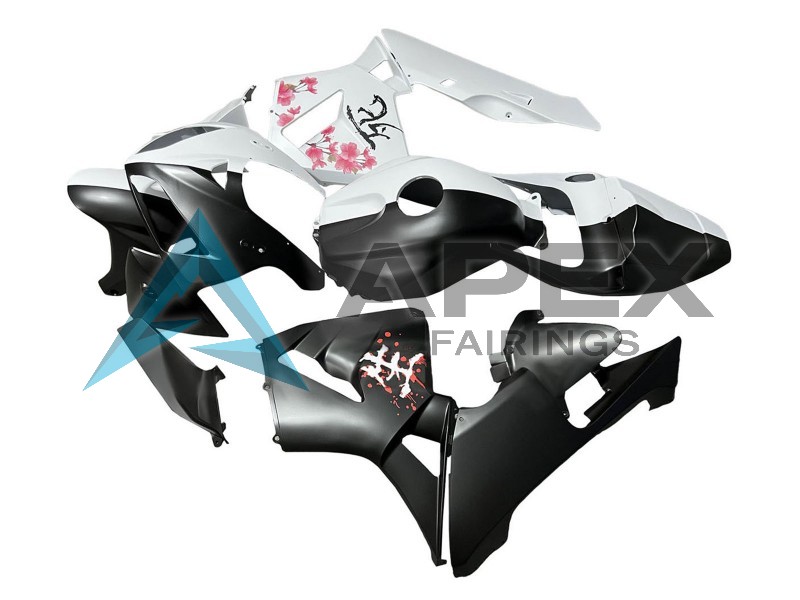 Black White with Cherry Blossom - Honda CBR600RR (2005-2006) ABS Fairings | Apex Fairings — view 3