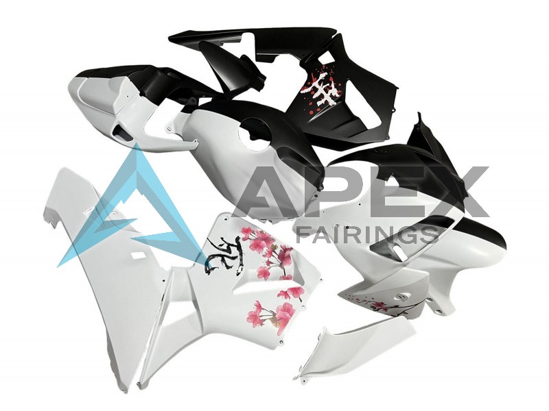 Black White with Cherry Blossom - Honda CBR600RR (2005-2006) ABS Fairings | Apex Fairings — view 4