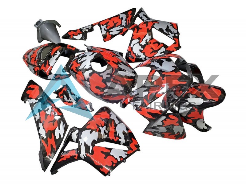 Black with Red Grey Camouflage - Honda CBR600RR (2005-2006) ABS Fairings | Apex Fairings — view 2