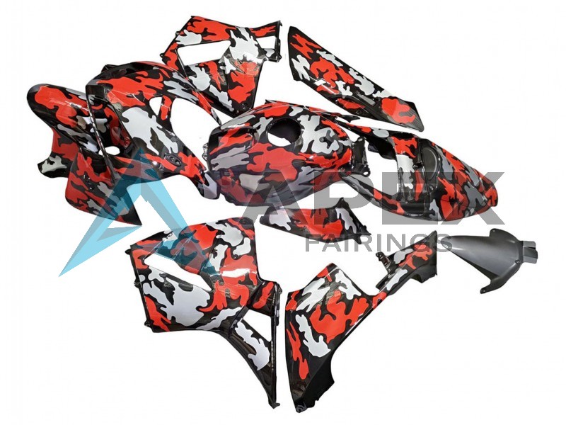 Black with Red Grey Camouflage - Honda CBR600RR (2005-2006) ABS Fairings | Apex Fairings — view 3
