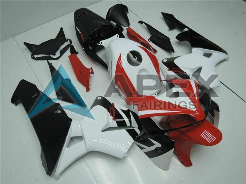 White Red Black  - Honda CBR600RR (2005-2006) ABS Fairings | Apex Fairings — view 3