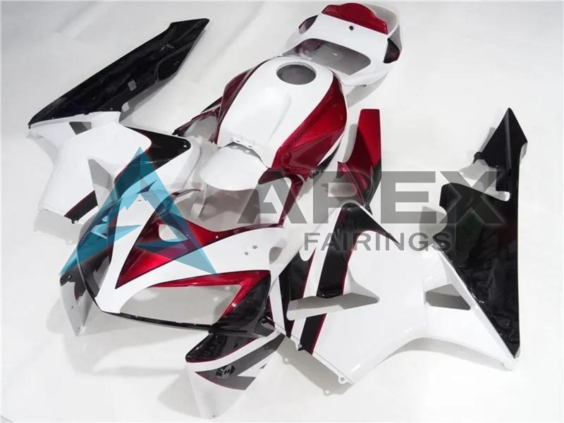 White Red Black  - Honda CBR600RR (2005-2006) ABS Fairings | Apex Fairings — view 2