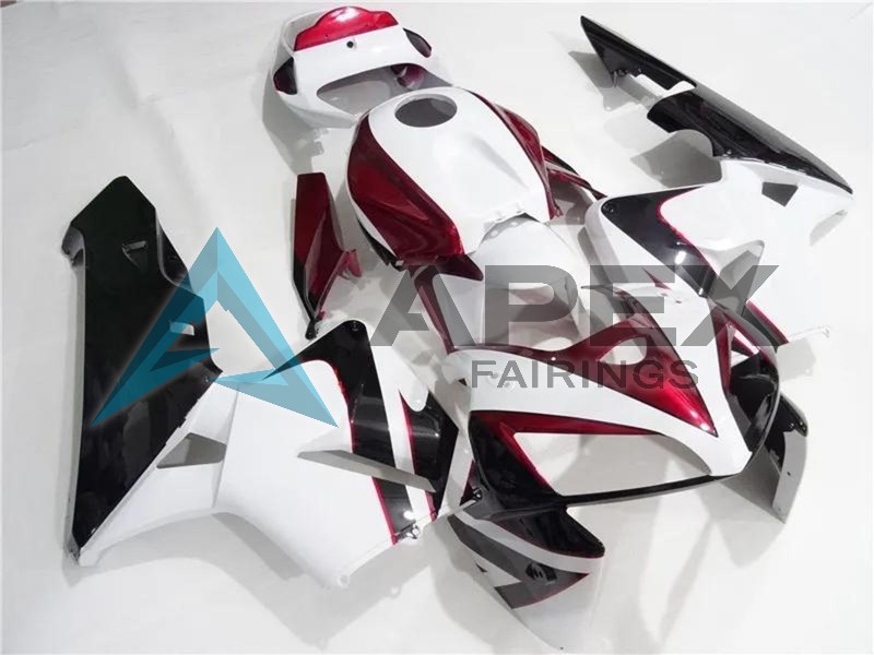 White Red Black  - Honda CBR600RR (2005-2006) ABS Fairings | Apex Fairings — view 3