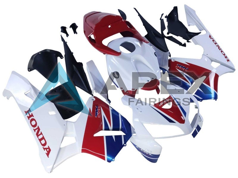 White Red Blue HRC - Honda CBR600RR (2005-2006) ABS Fairings | Apex Fairings — view 3