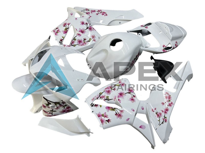 White with Cherry Blossom - Honda CBR600RR (2005-2006) ABS Fairings | Apex Fairings — view 2