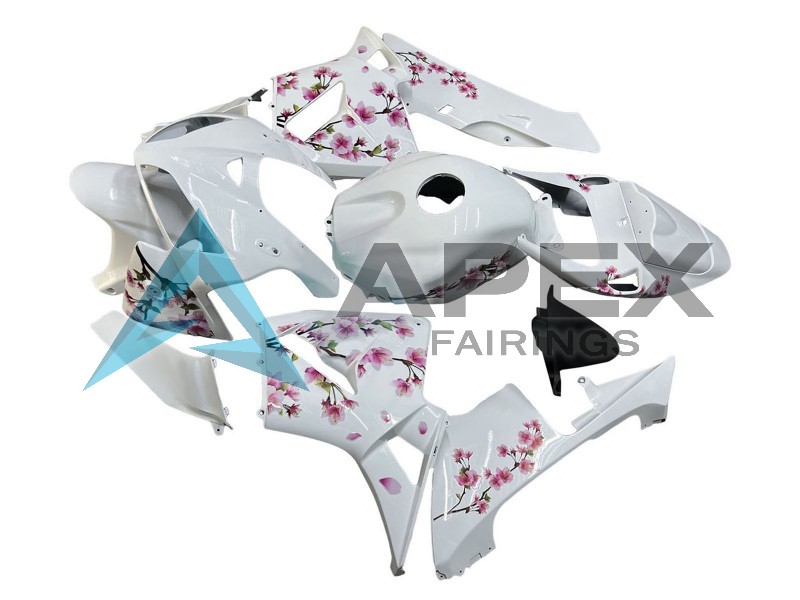 White with Cherry Blossom - Honda CBR600RR (2005-2006) ABS Fairings | Apex Fairings — view 3