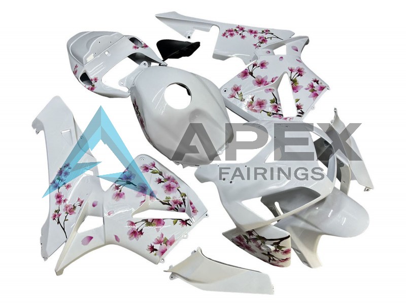 White with Cherry Blossom - Honda CBR600RR (2005-2006) ABS Fairings | Apex Fairings — view 4
