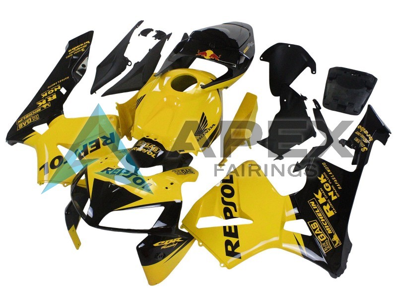 Yellow Black Repsol - Honda CBR600RR (2005-2006) ABS Fairings | Apex Fairings — view 2