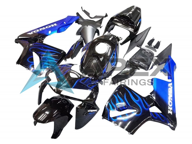 Glossy Black Blue Flame - Honda CBR600RR (2005-2006) ABS Fairings | Apex Fairings — view 3