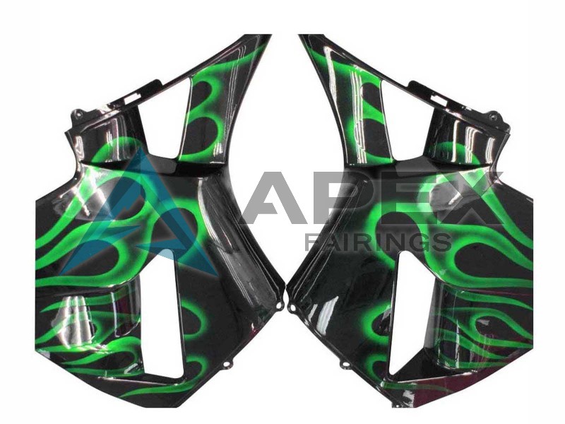 Glossy Black Green Flame - Honda CBR600RR (2005-2006) ABS Fairings | Apex Fairings — view 2
