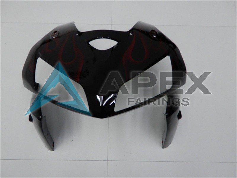 Glossy Black Red Flame  - Honda CBR600RR (2005-2006) ABS Fairings | Apex Fairings — view 4