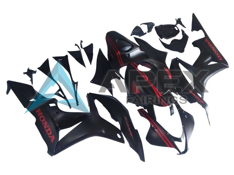 Matte Black Red - Honda CBR600RR (2007-2008) ABS Fairings | Apex Fairings — view 2