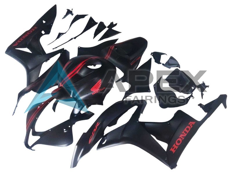 Matte Black Red - Honda CBR600RR (2007-2008) ABS Fairings | Apex Fairings — view 3