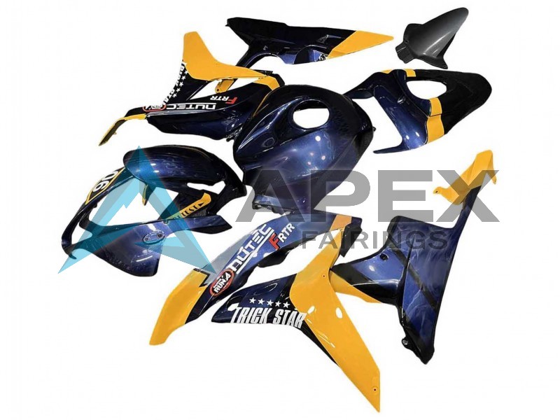 Orange Dark Blue Trick Star 06 - Honda CBR600RR (2007-2008) ABS Fairings | Apex Fairings — view 2