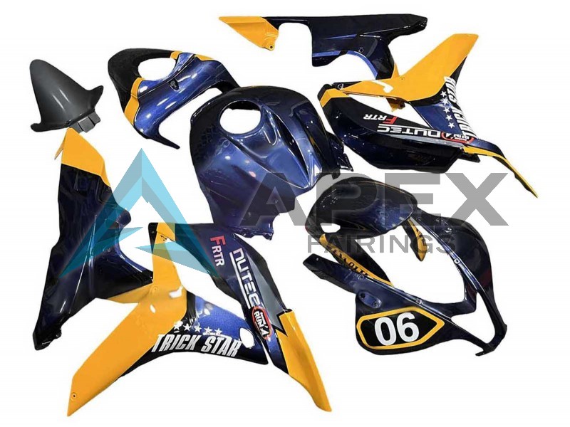 Orange Dark Blue Trick Star 06 - Honda CBR600RR (2007-2008) ABS Fairings | Apex Fairings — view 4