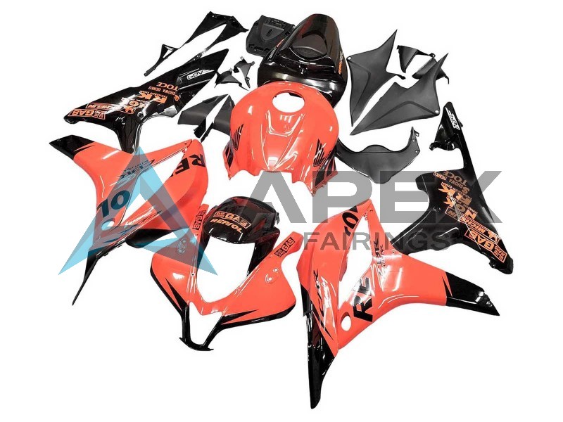 Orange Glossy Black Repsol - Honda CBR600RR (2007-2008) ABS Fairings | Apex Fairings — view 3
