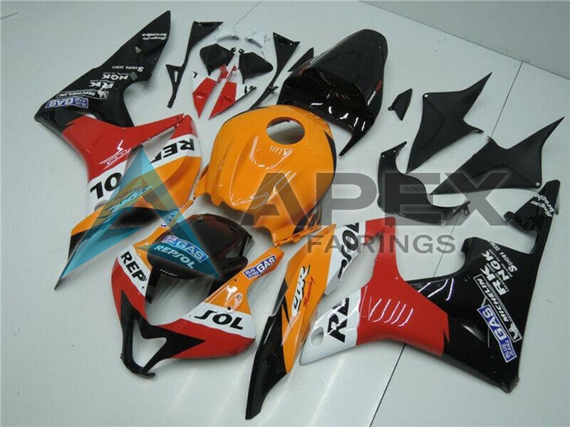 Orange White Red Glossy Black Repsol - Honda CBR600RR (2007-2008) ABS Fairings | Apex Fairings — view 2