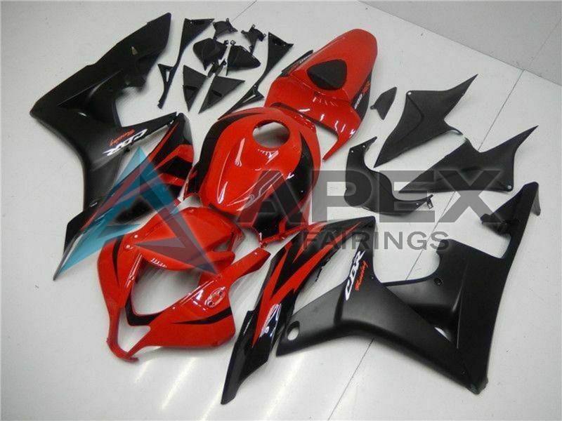 Red Matte Black with Decals - Honda CBR600RR (2007-2008) ABS Fairings | Apex Fairings — view 2