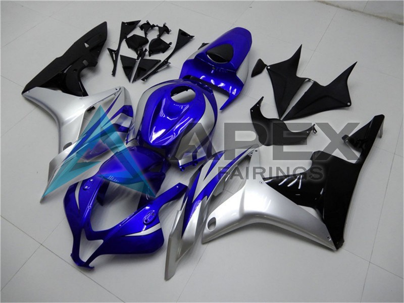 Silver Blue Glossy Black OEM Style - Honda CBR600RR (2007-2008) ABS Fairings | Apex Fairings — view 3