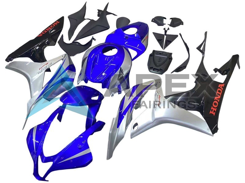 Silver Blue Glossy Black Racing - Honda CBR600RR (2007-2008) ABS Fairings | Apex Fairings — view 2