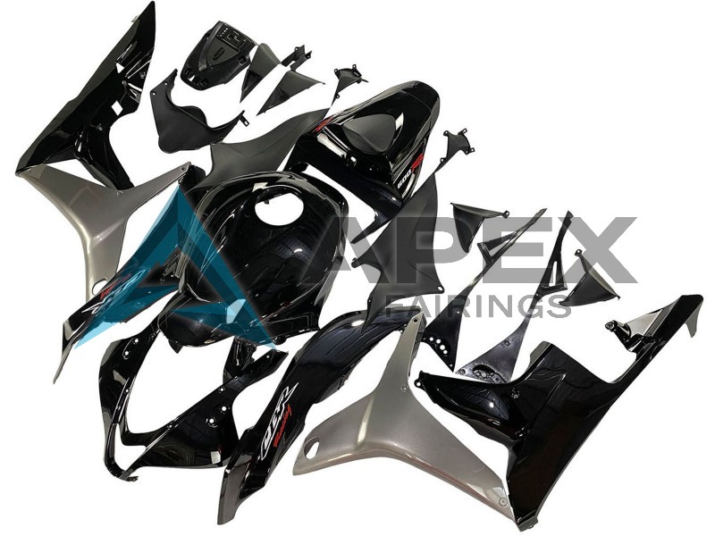 Silver Glossy Black  - Honda CBR600RR (2007-2008) ABS Fairings | Apex Fairings — view 3