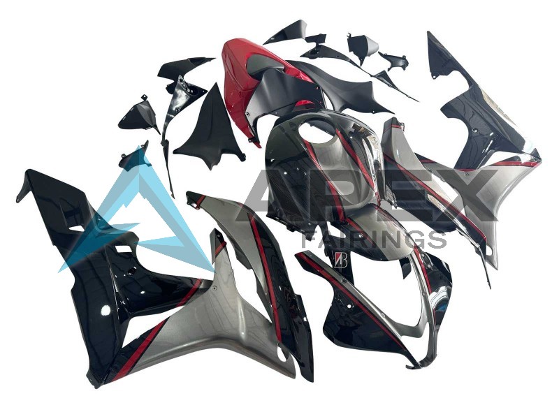 Silver Red Glossy Black - Honda CBR600RR (2007-2008) ABS Fairings | Apex Fairings — view 2