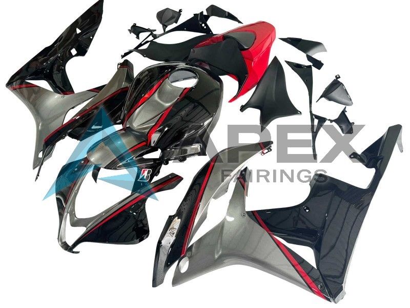 Silver Red Glossy Black - Honda CBR600RR (2007-2008) ABS Fairings | Apex Fairings — view 3