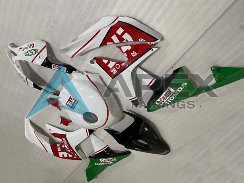 White Green Red Castrol - Honda CBR600RR (2007-2008) ABS Fairings | Apex Fairings — view 3