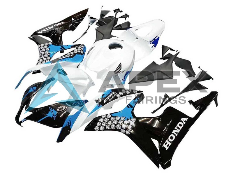 White Light Blue Glossy Black - Honda CBR600RR (2007-2008) ABS Fairings | Apex Fairings — view 2