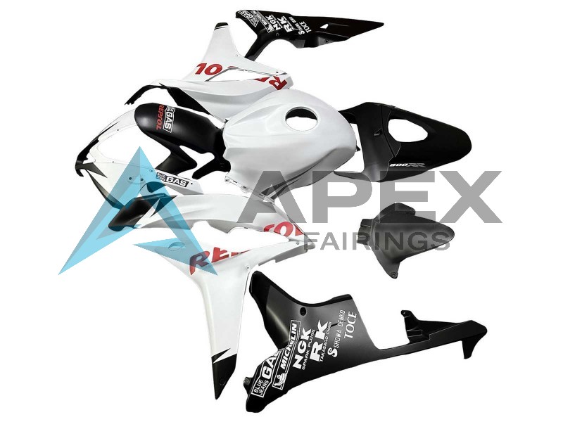 White Matte Black Red Repsol - Honda CBR600RR (2007-2008) ABS Fairings | Apex Fairings — view 4