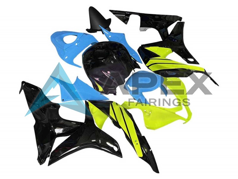 Blue Yellow Glossy Black - Honda CBR600RR (2007-2008) ABS Fairings | Apex Fairings — view 3