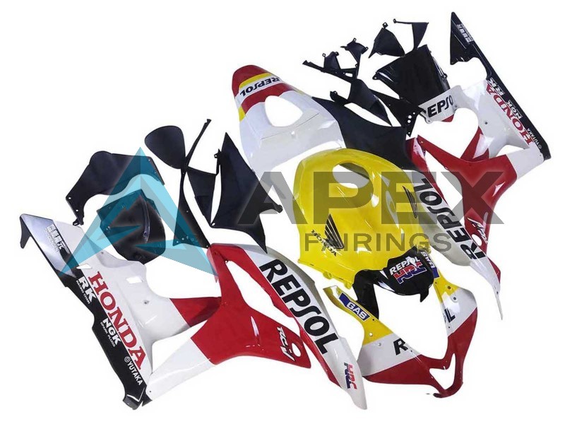 White Yellow Red Repsol HRC - Honda CBR600RR (2007-2008) ABS Fairings | Apex Fairings — view 2