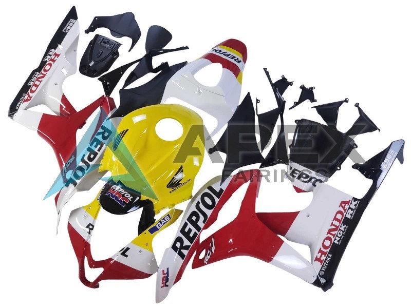 White Yellow Red Repsol HRC - Honda CBR600RR (2007-2008) ABS Fairings | Apex Fairings — view 3