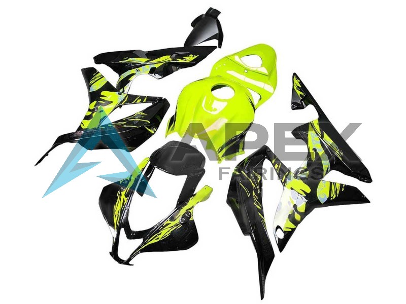 Yellow Glossy Black - Honda CBR600RR (2007-2008) ABS Fairings | Apex Fairings — view 3