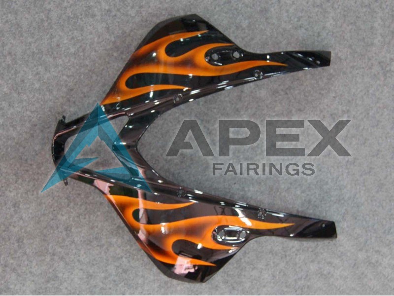 Glossy Black Orange Flame - Honda CBR600RR (2007-2008) ABS Fairings | Apex Fairings — view 3