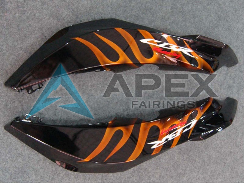 Glossy Black Orange Flame - Honda CBR600RR (2007-2008) ABS Fairings | Apex Fairings — view 4