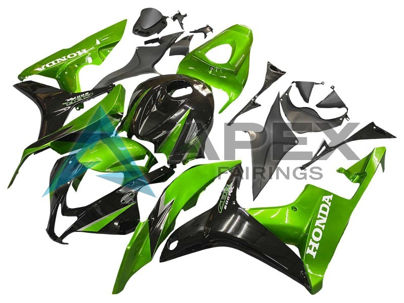 Green Glossy Black  - Honda CBR600RR (2007-2008) ABS Fairings | Apex Fairings — view 2