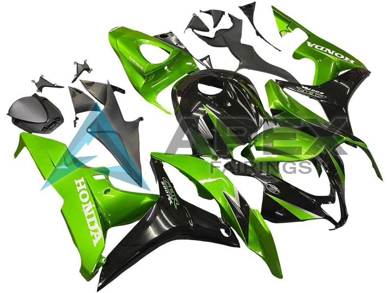 Green Glossy Black  - Honda CBR600RR (2007-2008) ABS Fairings | Apex Fairings — view 3