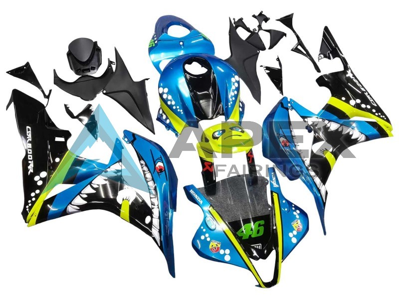 Green Yellow Glossy Black Shark 46 - Honda CBR600RR (2007-2008) ABS Fairings | Apex Fairings — view 2